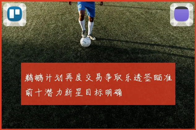 鹈鹕计划再度交易争取乐透签瞄准前十潜力新星目标明确